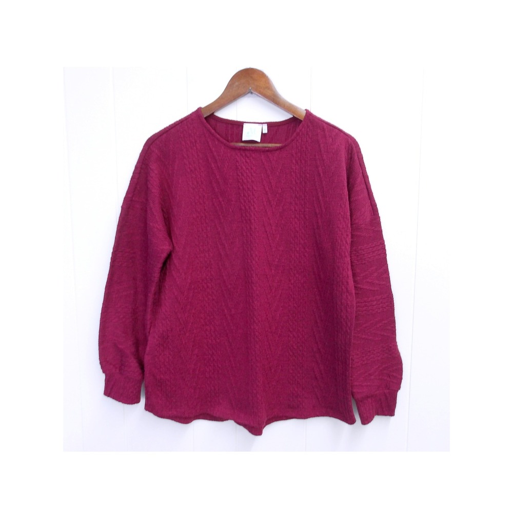 Shop the Mint Sweater Top, Women's Relaxed Fit Crewneck, Burgundy M /#1091